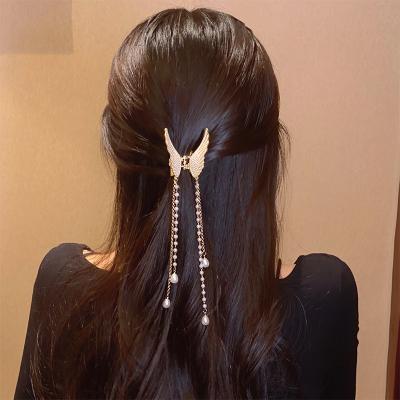 China Long Tassel Decoration Pearl Hairpin Women's Super Fairy Butterfly Hair Accessories Fairy Back Of Main Card Setting for sale