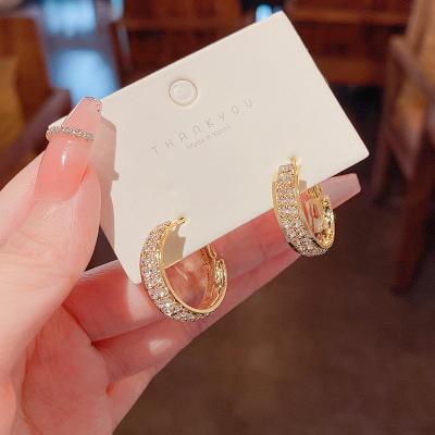 China Unique retro personality punk female earring circle diamond fashion temperament ear studs for sale