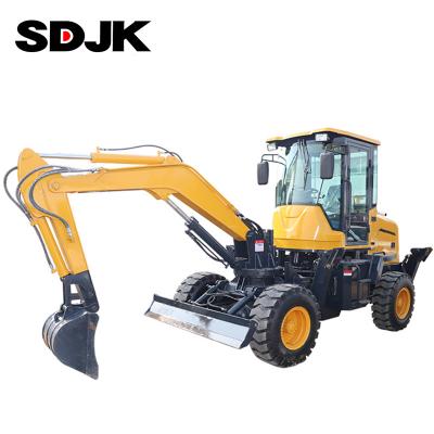 China Easy Operation China Brand SDJK Compact Wheel Excavator Hot Selling for sale