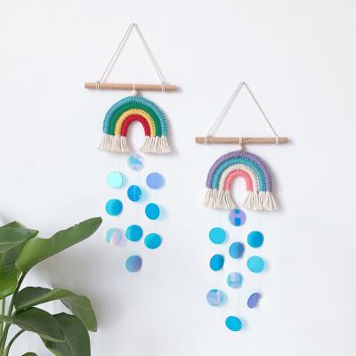 China Wall Hanging Wholesale Minimalist Art Chic Boho Rainbow Macrame Nursery Kids Girl Room Home Decor for sale