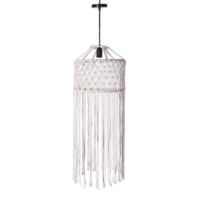 China Minimalist Hot Sale Woven Boho Chandeliers Lamp Shade Cover Bedroom Home Decor Without Lamp Stand Macrame Shade for sale