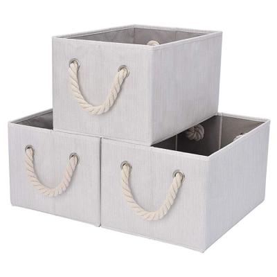 China Viable Fabric Storage Bins Baskets Cube Organizer Containers, Shelf Basket With Two Piece Cotton Ropes for sale