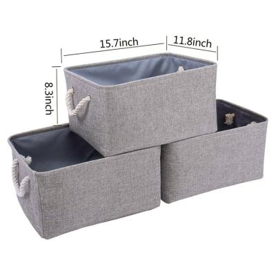 China Canvas Basket Cotton Rope Handle Collapsible Folding Toy Storage Bins Picnic Basket Set for sale