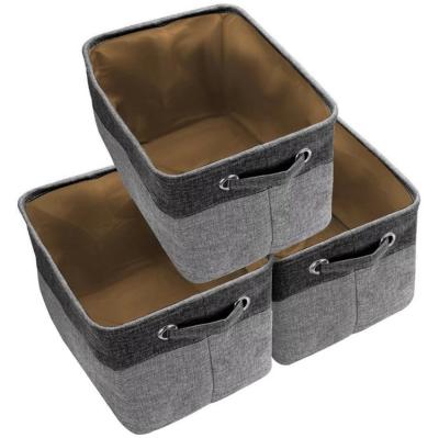 China Large Folding Storage Basket Fabric Folding Organizer Box and Bins Storage Box with Carry Handles for sale