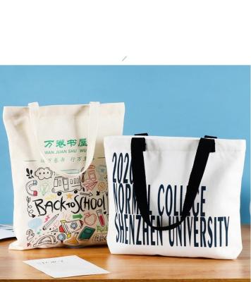 China 100% Cotton Canvas Single Reusable Reusable Tote Storage Shopping Shoulder Bags With Zipper for sale