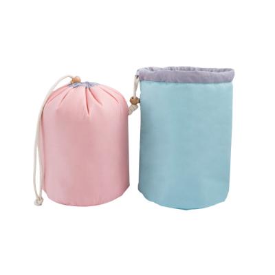 China 100% Polyester Eco-friendly Waterproof Container Cylinder Cosmetic Make Up Bags for sale