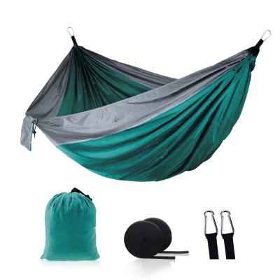 China Custom Camping Hammock Adult Outdoor Waterproof Hammock Portable Nylon Outdoor With Pocket Storage Bag for sale