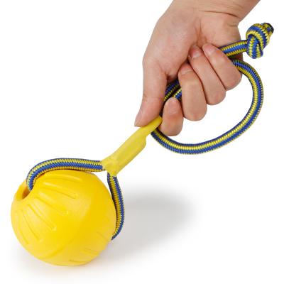 China Portable EVA Ball For Dog Pet Viable Rope Ball Interactive Chew Toys Ball With Rope for sale