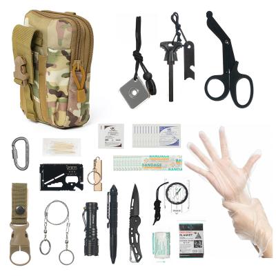 China Outdoor Camping Hiking 50 Piece First Aid Survival First Aid Kit Traveling Pouch Camping Hiking Outdoor Survival Kit for sale