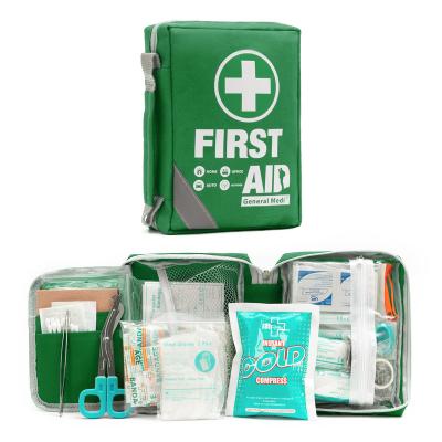 China Medical Emergency Survival Family First Aid Green First Aid Kit With Emergency Medical Supplies Car Aid Moving Kit for sale