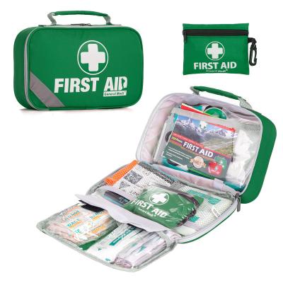 China Emergency Care 258 Pieces Set First Aid Kit Green First Aid For Outdoor Travel Vehicle Camping Aid Kit for sale