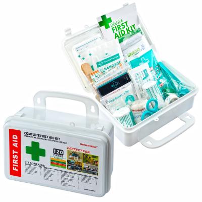 China Medical Emergency Survival 120 Pieces Box Plastic First Aid Kit First Aid Hardcase With White First Aid Supplies for sale