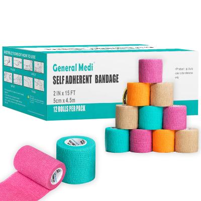 China Breathable Hot Selling Self Adhesive Bandage Sports Tape First Aid Supplies Colored Medical Bandage for sale