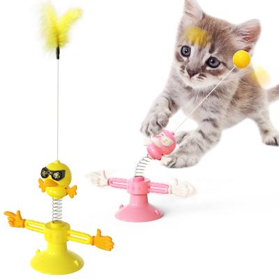 China New Viable Pet Toys Rotating Funny Cat Toys Rotating Windmill Suction Cup Cat Ball Cat Stick for sale