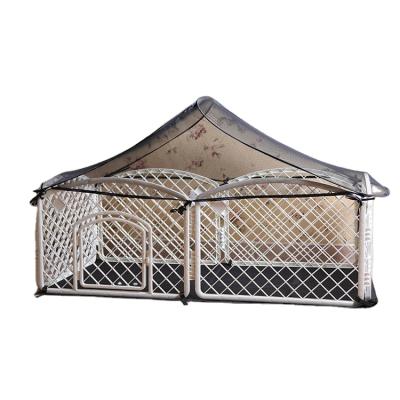 China Breathable Outdoor Durable Metal Space Pet Fence Pet Playpen Large Dog Exercise Fence With Tent for sale