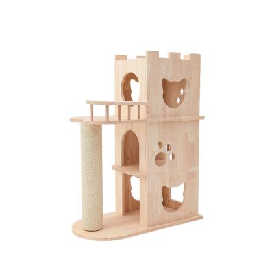 China Sustainable Multi-Storey Cat Castle Climbing Frame Cat Castle Wooden Frame Cat Tree for sale