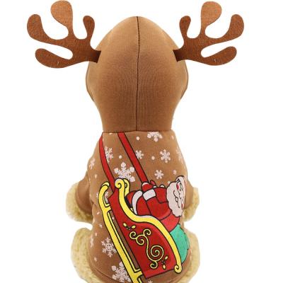 China 2021 Sustainable Pet Apparel Designer New Christmas Sleigh Reindeer Dog Clothes for sale