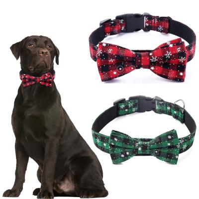 China Adjustable Christmas Dog Collar Snowflake Dog Collar Safety Buckle Stocked Pet Collar for sale