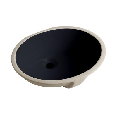 China Modern Classic Style Black Porcelain Bathroom Oval Under Counter Basin for sale