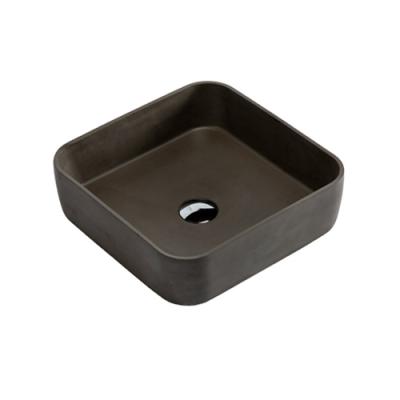 China Modern Black Concrete Bathroom And Kitchen Cement Wash Basin Sink Basin One Piece Vessel for sale