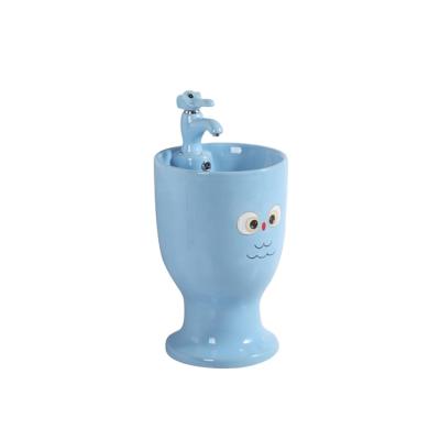 China modern cartoon kids stand up pedestal washbasin for kindergarten for sale