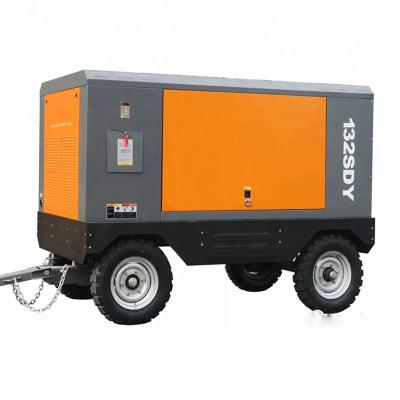 China 12 Bar 500cfm Diesel Engine Lubricated Portable Air Compressor For Sand Blasting for sale