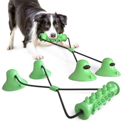 China Wholesale Viable Pet Teeth Chew Toy Dog Interactive Rope Toy With Suction Cup Toy Oral Cleaning Toothbrush for sale