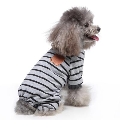 China Sustainable Gray Striped Pajamas Hot New Pet Clothing Styles Pajamas Fashion Pet Apparel For Pet for sale