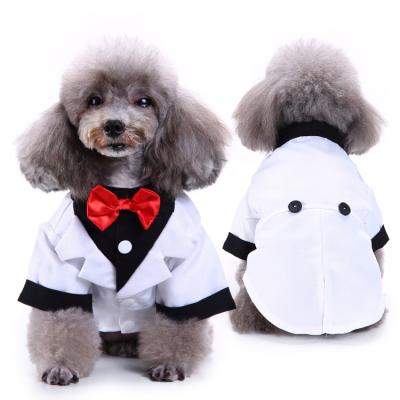 China Poodle French Bulldog Viable Marriage Set Dress Bow Tie Shirt Dog Apparel Pet Clothes for sale