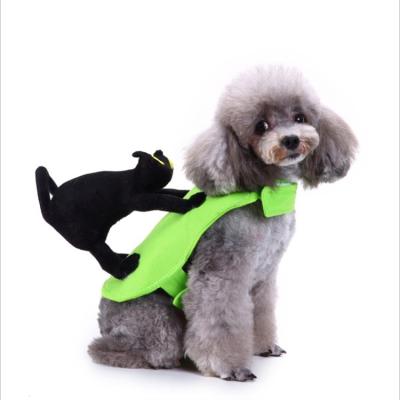 China Viable Cosplay Party Pet Clothes Black Cat Riding Dog Clothes Halloween Dog Clothes for sale