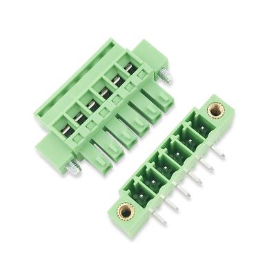 China Flame retarding PCB plug and pull wiring terminal 15EDG/2EDGKAM3.81 2P-24P with lug and flange screw fixation for sale