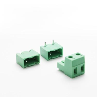 China Flame retarding PCB pluggable green wiring terminal 2EDG5.08 2P-24P weld-free butt butt connector for sale