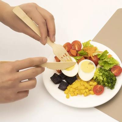 China Hotel Restaurant Party Home Picnic Customized Disposable Nature Bamboo Cutlery Set for sale