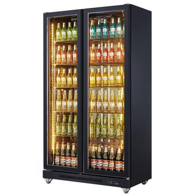 China Hotel Commercial Beverage Cabinets Vertical Fresh Keeping Refrigerators Refrigerated Black Beer Cabinets Refrigerated Display Cabinets for sale