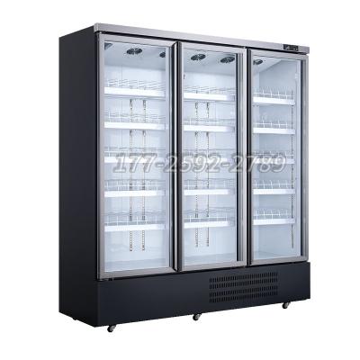 China Hotel Custom New Design 3 Door Beverage  Upright Cooler Supermarket Ice Freezer Display Refrigerator For Sale for sale