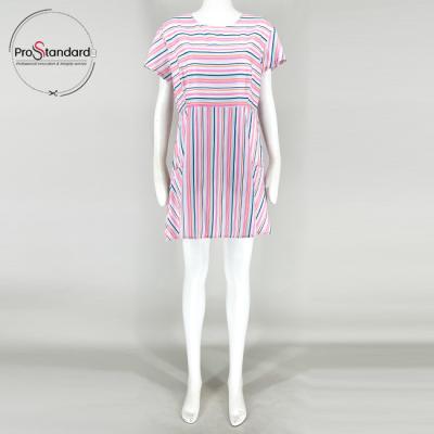 China Y2K Women's Casual Colorful Striped Short Sleeve Mini Dress With Pockets Breathable Retro for sale