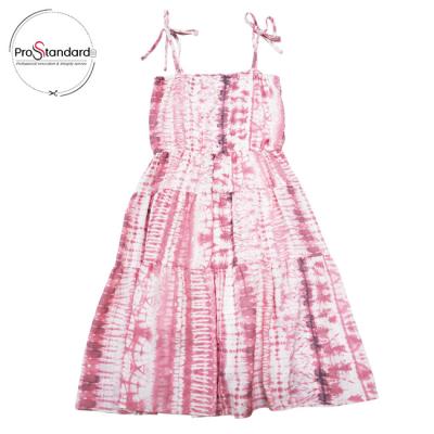 China elastic waistband CHILDREN'S SUMMER TIE DYE SPAGHETTI TIE RUFF ODM TIERED MAXI DRESS for sale