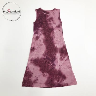 China Comfortable KIDS HOLIDAY WEAR TIE DYE PRINT SIDE SPLIT RAW EDGE MAXI DRESS for sale