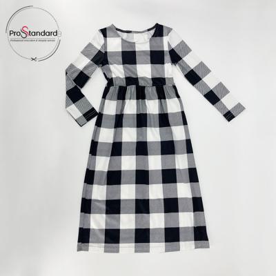 China Breathable Casual Plaid Baby Long Sleeve Ankle Length Elastic Dress for sale