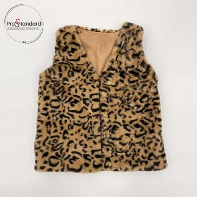 China Sustainable Hot Selling Front Opening Winter Leopard Print Baby Faux Fur Vest With Lining for sale