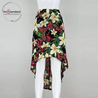 China Breathable Summer Floral Print Ruffle Edge Girl Tropical Skirts For Teenage Girls for sale