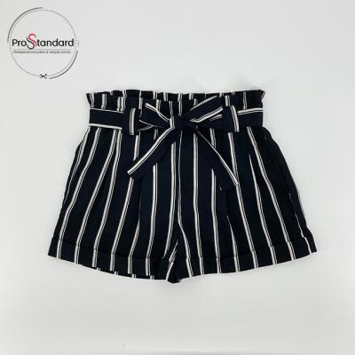 China High Waist Girls Breathable Striped Ruffle Casual Elastic Waist Wide Leg Abbreviation 2021 Summer New Arrival for sale