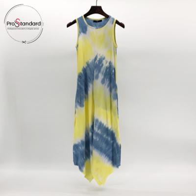 China WOMEN'S SUMMER TIE DYE SOFT PRINT ODM RAW EDGE IRREGULAR MAXI DRESS for sale