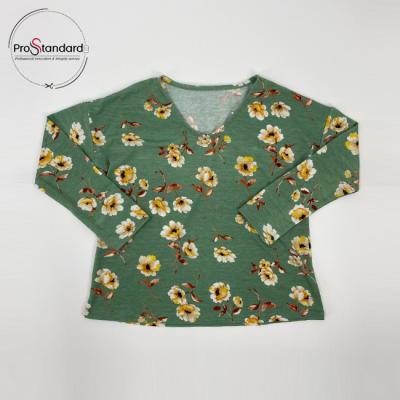 China Breathable Babies Fashion Long Sleeve Drop Shoulder V-neck Floral Print Blouse Wholesale for sale