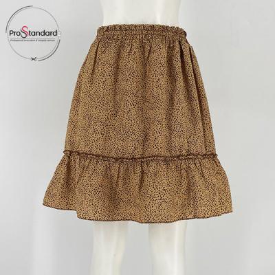 China ODM Breathable Hot Selling Waistband Ladies Mini Leopard Print Ruffle Elastic Edge Skirt for sale