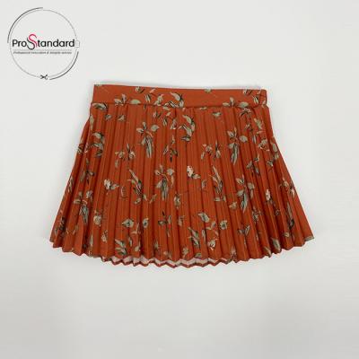 China Mini Pleated Skirt For Baby Elastic Girl Floral Printing Waistband Breathable Wholesale Half for sale