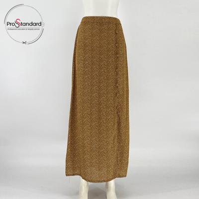 China Wholesale Breathable Women Ankle Length Side Split Long Skirts With Decorative Canvas Cover Buttons for sale