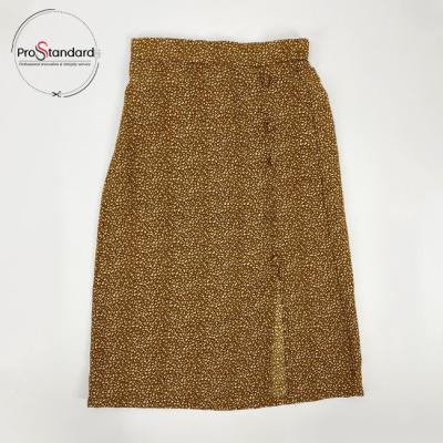 China OEM Ankle Length Breathable Side Split Girls Pencil Skirt With Decorative Canvas Cover Buttons for sale