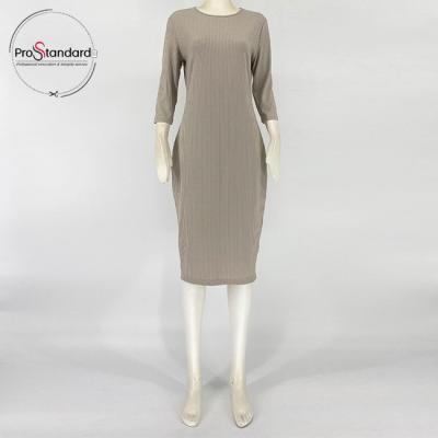 China New Trend Solid Color Maxi Dress Washable 3/4 Length Sleeve Bodycon Dresses Women for sale