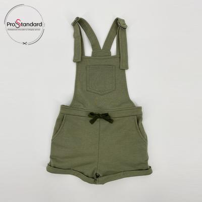 China New Arrivals Cotton 5% Spandex Polyester 35% 60% Elastic Waistband Half Shorts Overall Women Overalls With Patch Pockets for sale